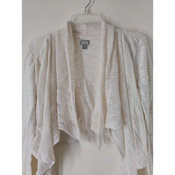 Converse Sweater Women's S Ivory White Shawl Open Front Shrug Long Sleeve Y2K - Picture 2 of 12